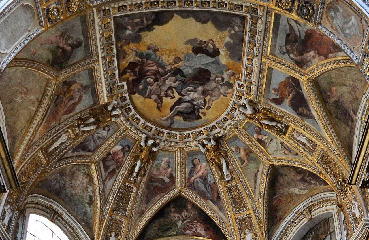 64-Gloria dei santi Filippo e Giacomo e dieci apostoli - Giovanni Lanfranco, chiesa dei Santi Apostoli di Napoli 